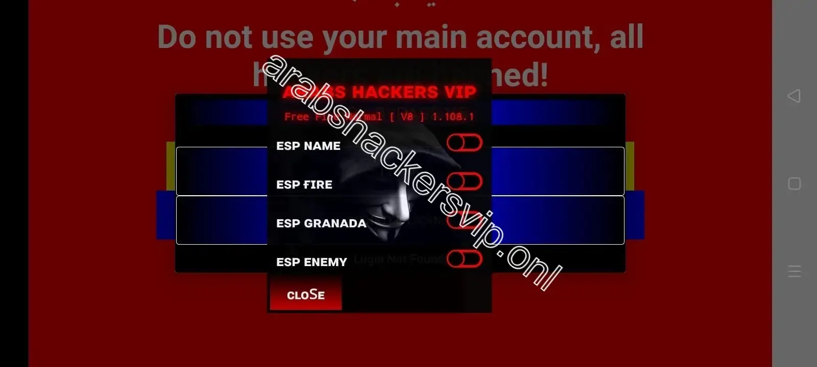 Screenshot of Arabs Hackers VIP Arab Free Fire VIP Tools